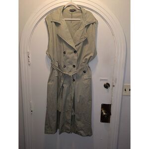 Prettylittlething Plus Size Sage Green Sleeveless Trench Vest Dress US 18 NWOT